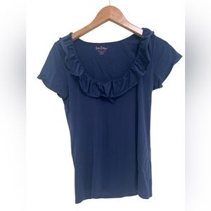 Lilly Pulitzer Short Sleeve Shirt with Ruffles. Size Medium
